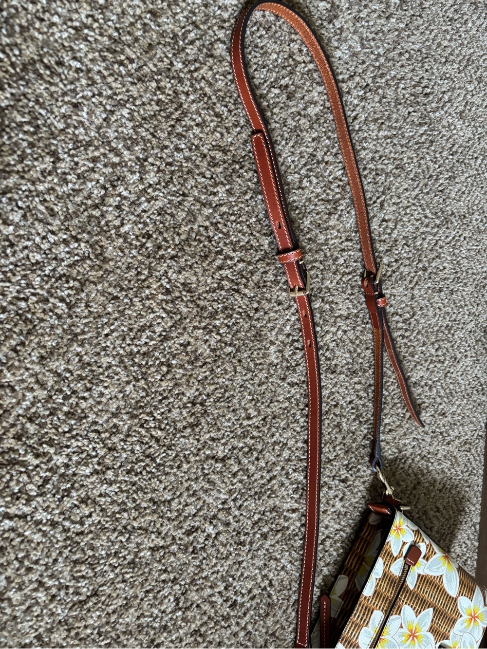Dooney & Bourke Brown Wicker Print Floral Crossbody Plumeria - Picture 9 of 12